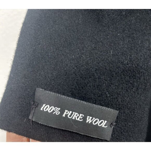 Vintage Stephanie Mathews Wool Trench Coat 10 Black Dark Academia USA Made - Picture 11 of 12